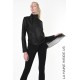 4O LW840 JACKET Dyed Leather & Georgette Black