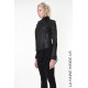 4O LW840 JACKET Dyed Leather & Georgette Black