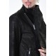 4O LW840 JACKET Dyed Leather & Georgette Black