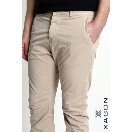 Regular fit stretch cotton trousers Made in Italy | Used look with micro tears