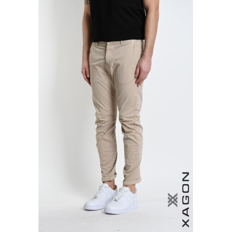 Regular fit stretch cotton trousers Made in Italy | Used look with micro tears