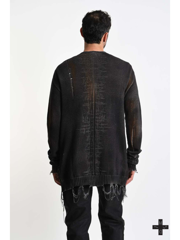 【GRANCY】DestructionDesign BigCardigan Oversized Destroyed Cardigan | Hand-Spray Dyed & Frayed