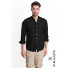 Regular Fit Linen Shirt with Mandarin Collar