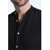 Regular Fit Linen Shirt with Mandarin Collar