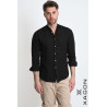 Camicia in Lino Regular Fit con Collo Coreano