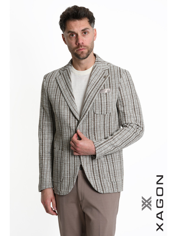 Giacca slim fit stretch a quadri Made in Italy | Elegante e versatile