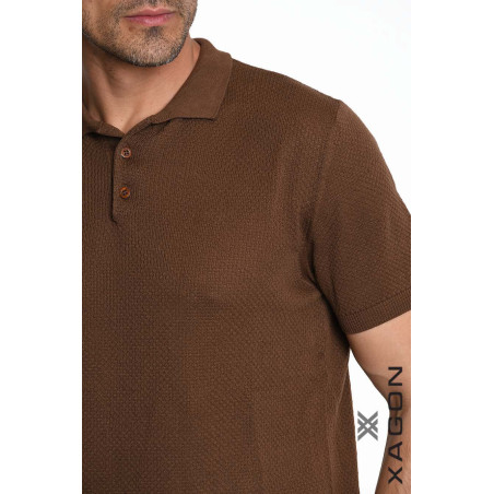 POLO Regular Fit in Cotone Tessuto Operato Cacao